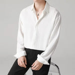 Carregue a imagem no visualizador da Galeria, 2024 Spring autumn Long Seeve White Shirts Men Fashion Loose Streetwear Shirts Simple Striped Office Social Blouse Men Clothing  Amaijoin
