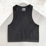 Carregue a imagem no visualizador da Galeria, Rib Green Tank Top Femme Casual Sport Tops O Neck Solid Basic T-shirts Seamless Vest Streetwear Sleeveless Casual Sexy Crop Top  Amaijoin
