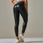 Load image into Gallery viewer, Women Black Pu Leather Pants High Waist Leather Sexy Leggings Trousers Women Thick Stretch Pantalon Mujer  Amaijoin
