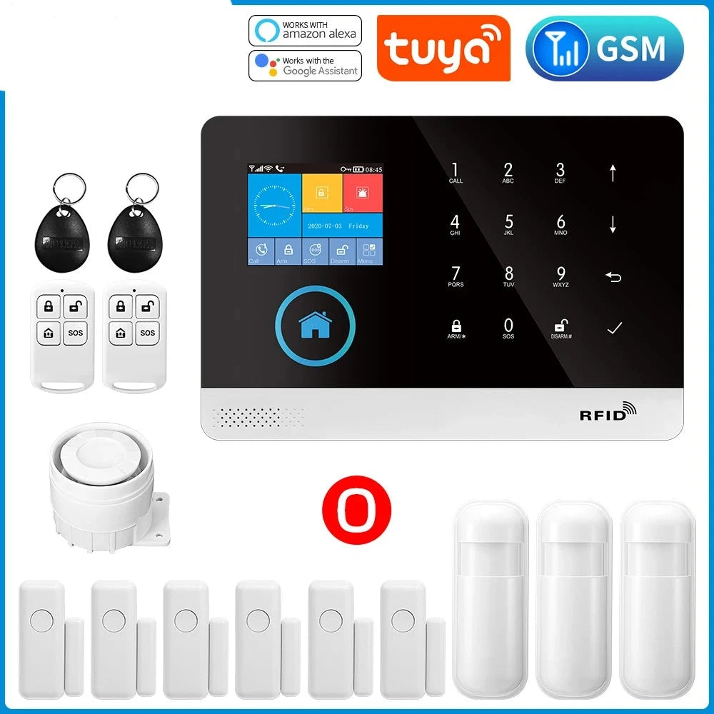 Gautone Tuya Smart Wifi Home Security Alarm System Wireless GSM Fire Alarm System Panel Smart Life App Control work with Alexa  Amaijoin