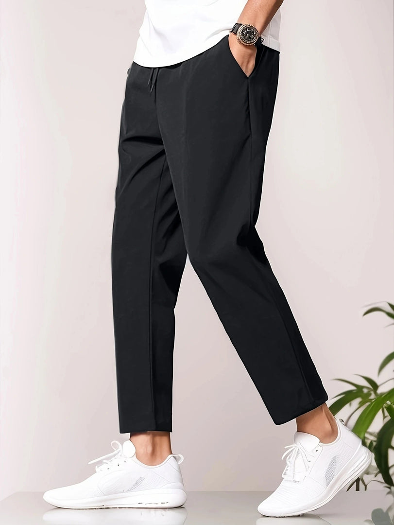 Spring/Summer 2024 New Fashion Solid Color Men's Casual Pants Thin SweatPants Quick Drying Cool Sport Jogger Drawstring Pants  Amaijoin