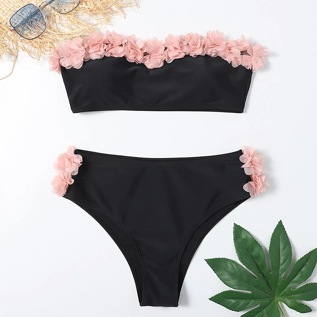 Women's Sexy High Breast Contrast Gradient Split Bikini Set Swimsuit New Swimwear Beach Sexy WOmen's Fashion  Amaijoin