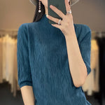 Load image into Gallery viewer, Spring and Summer2023 New Women&#39;s Half-high collar Short-Sleeved Exquisite Cashmere Sweater Pullover  Amaijoin
