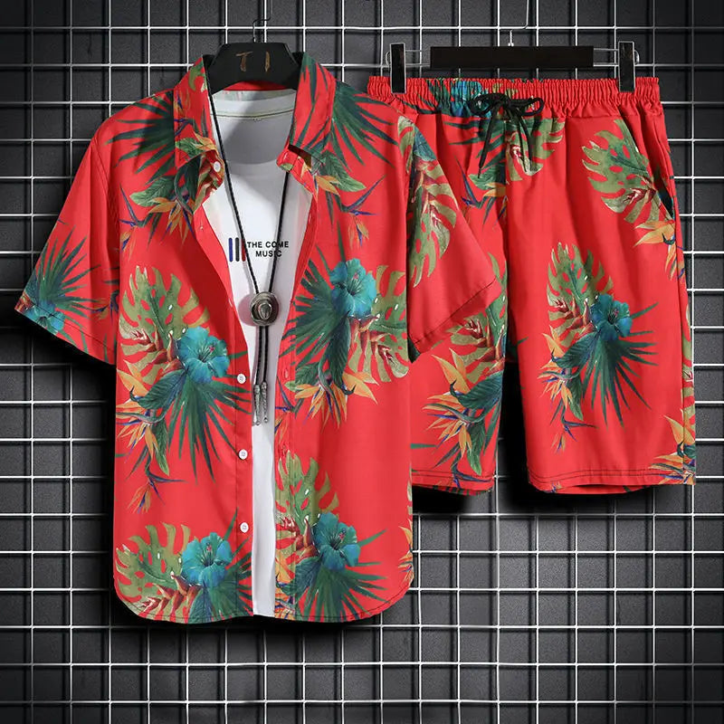 Beach Clothes For Men 2 Piece Set Quick Dry Hawaiian Shirt and Shorts Set Men Fashion Clothing Printing Casual Outfits Summer  Amaijoin