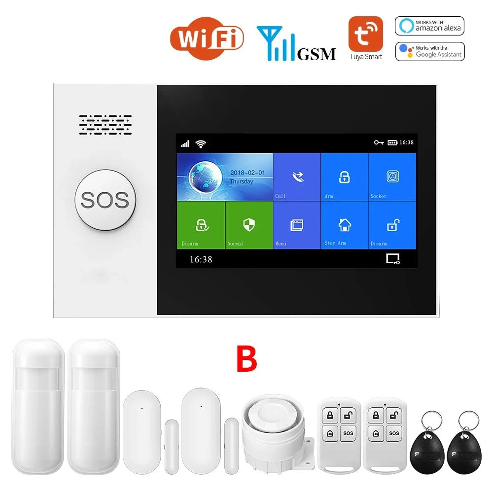 PGST PG-107 Tuya Wireless Home WIFI GSM Home Security With Motion Detector Sensor Burglar Alarm System APP Control Support Alexa  Amaijoin