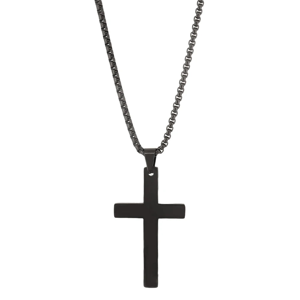 316L Stainless Steel Cross Necklace For Men Chain Necklaces Punk Gold Silver Black Color Cross Pendant Necklace  Jewelry  Amaijoin