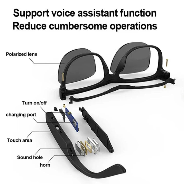 Lenovo Lecoo C8 Lite Smart Glasses Headset Wireless Bluetooth 5.0 Sunglasses Outdoor Sport Earbuds HiFi Stereo Music Earphones  Amaijoin