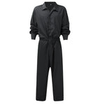 Carregue a imagem no visualizador da Galeria, Overalls Jumpsuits Trousers Elastic Waist Fashion Lapel Collar Lapels Long Pants Male Overalls Single Breasted  Amaijoin
