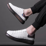 Load image into Gallery viewer, Spring Crocodile Pattern Thick Soled Men Sneakers Leather Casual Oxford Shoes Fashion Leather Low Top Lace-Up Brand Casual Shoes  Amaijoin
