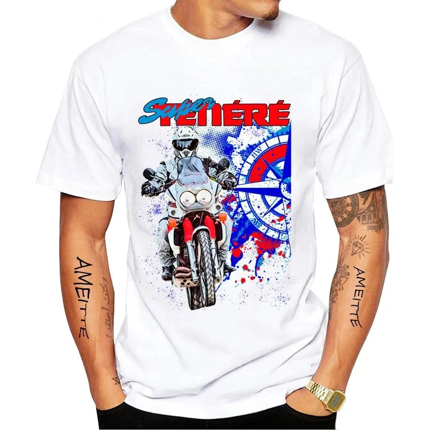 Super Tenere XTZ 750 1994 Old Classic Riding Tshirts Summer Men Short Sleeve Motorcycle Rider T-Shirt Hip Hop Boy Casual Tees  Amaijoin