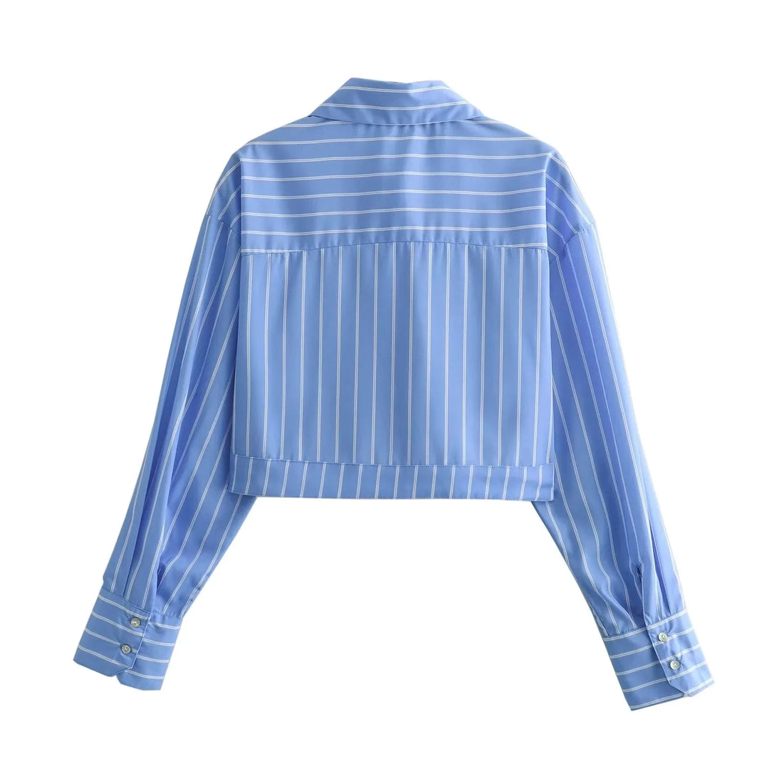 Willshela Women Fashion With Pockets Striped Single Breasted Blouse Vintage Lapel Neck Long Sleeves Female Chic Lady Shirts  Amaijoin