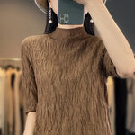 Load image into Gallery viewer, Spring and Summer2023 New Women&#39;s Half-high collar Short-Sleeved Exquisite Cashmere Sweater Pullover  Amaijoin
