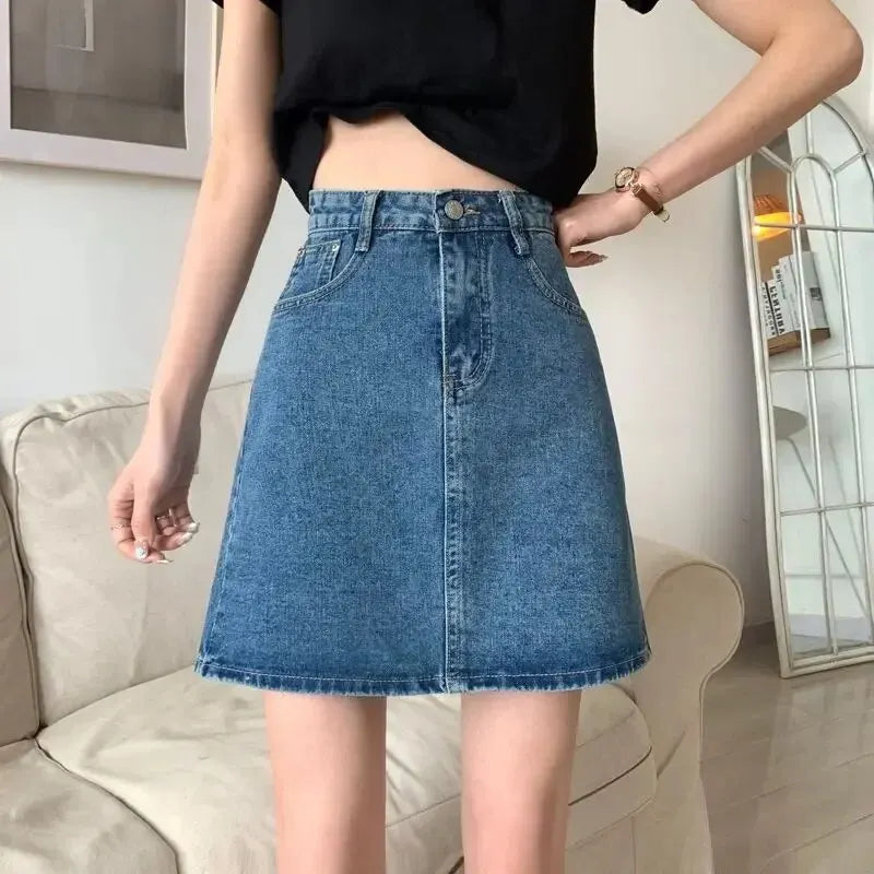 A- line Skirt High-waisted Slimming Denim Mini Dress Spring Summer 2024 New Style Women's Fashion Trend  Amaijoin