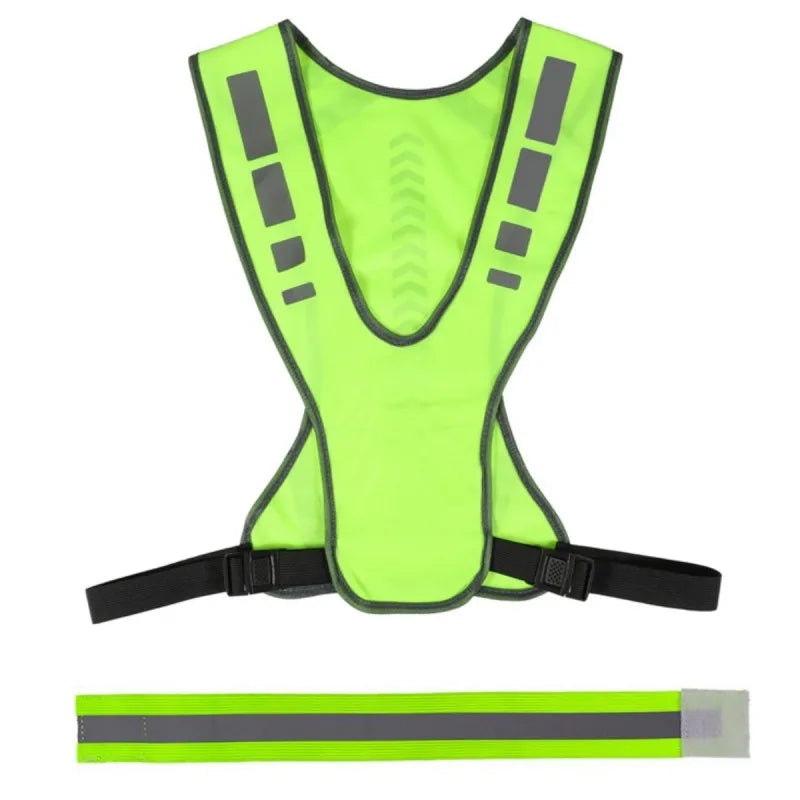 Reflective Vest and Handband Night High Visibility Reflective Warning Strap for Outdoor Motorcycle Sports Safety Work Security  Amaijoin