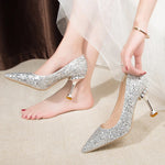 Load image into Gallery viewer, Lucyever Gold Silver Sequins Women Pumps 2022 Luxury Crystal High Heel Party Wedding Shoes Woman Elegant Pointed Toe Pumps Mujer  Amaijoin
