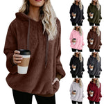 Load image into Gallery viewer, Winter Women Long Sleeve Fleece Hooded Sweatshirt Pullover Warm Jumper Sweaters With 1/4 Zip  Amaijoin
