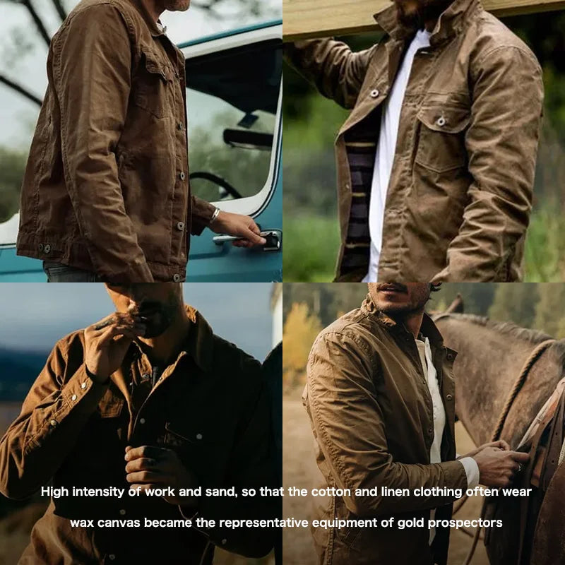 Maden Workwear American Retro Heavyweight Canvas Oil Wax Jacket Amekaji Hunting Oil Wax Jacket Men's Autumn  Amaijoin