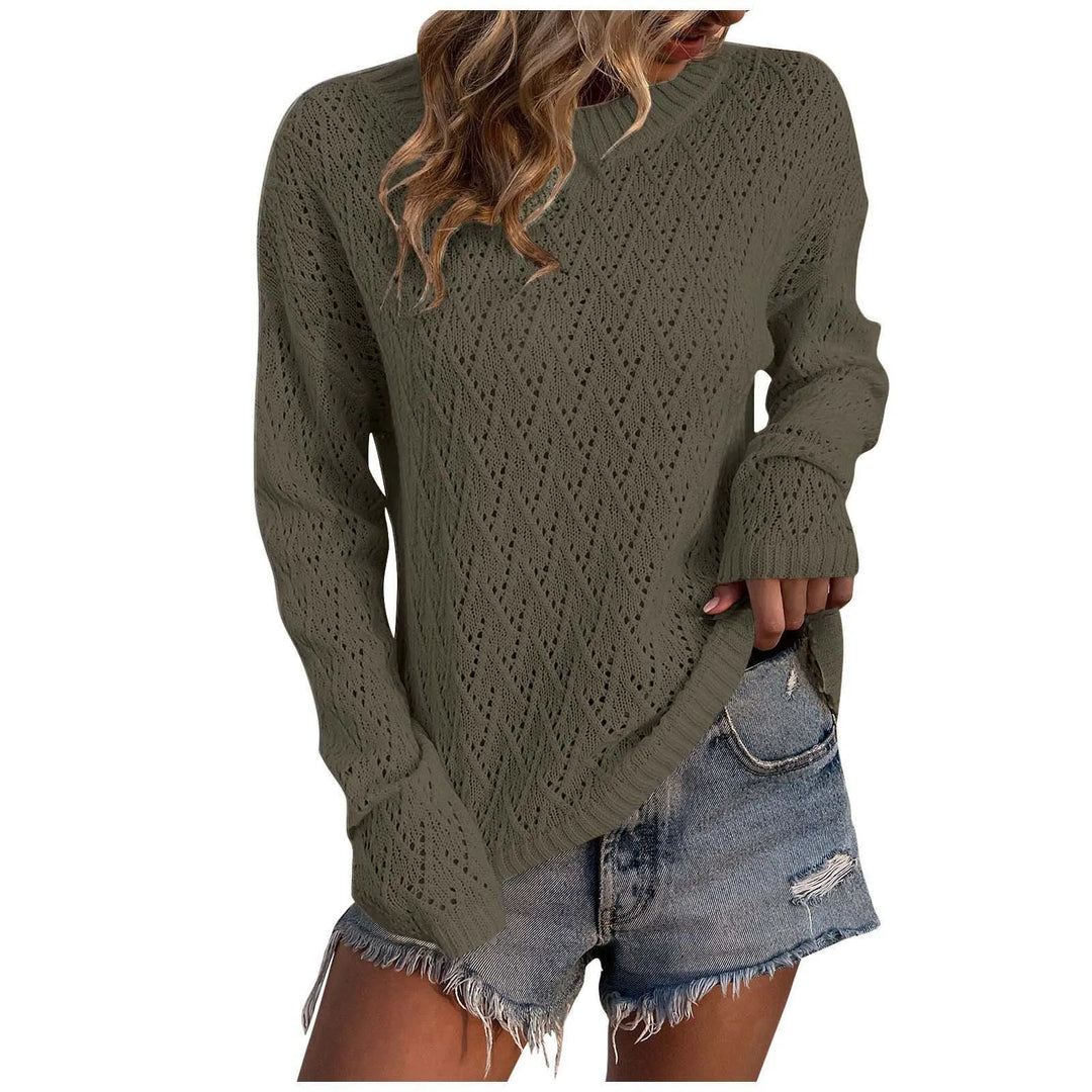 Women's Casual Fashion 2022 Long Sleeved Knitting Solid Color Sweater Top Women's sweater korean fashion y2k clothes 2024  Amaijoin