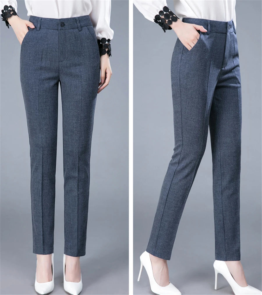 High Waist Formal Ankle Length Pants Women Casual Classic Slim Pantalones Korean Office Pencil Sweatpants Straight Suit Trousers  Amaijoin