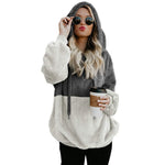 Load image into Gallery viewer, Women&#39;s pullover Women&#39;s Color Blocking Hooded Stitched Long Sleeve Zipper Plush Sweatshirts  Amaijoin
