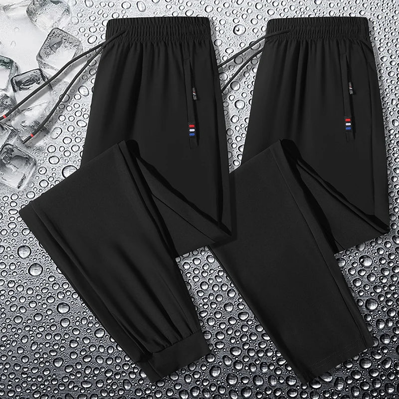 2024 Summer Men's Casual Elastic Sports Pants Thin Breathable Large Size Outdoor Running Pants Elastic Waist Ice Silk Pants 8Xl  Amaijoin