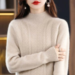 Load image into Gallery viewer, Cashmere sweater women pullover autumn and winter casual half high neck solid long sleeve knitted sweater pullover female top  Amaijoin
