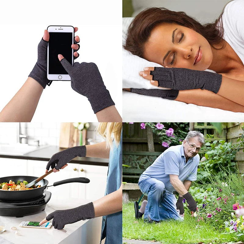 Relieve Hand Discomfort with 1pair Fingerless Compression Gloves  Amaijoin