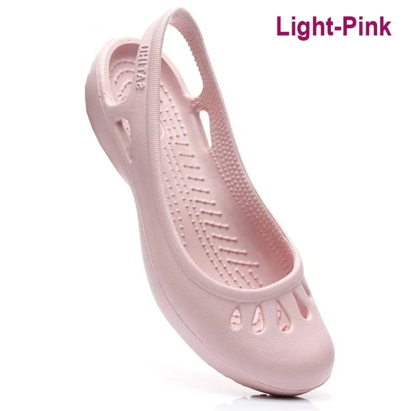 Certified Satihu Summer New Lightweight Anti Slip Hole Shoes  Clog For Women's Flat Bottom Sandals Nurse Outdoor Beach Jelly  Amaijoin