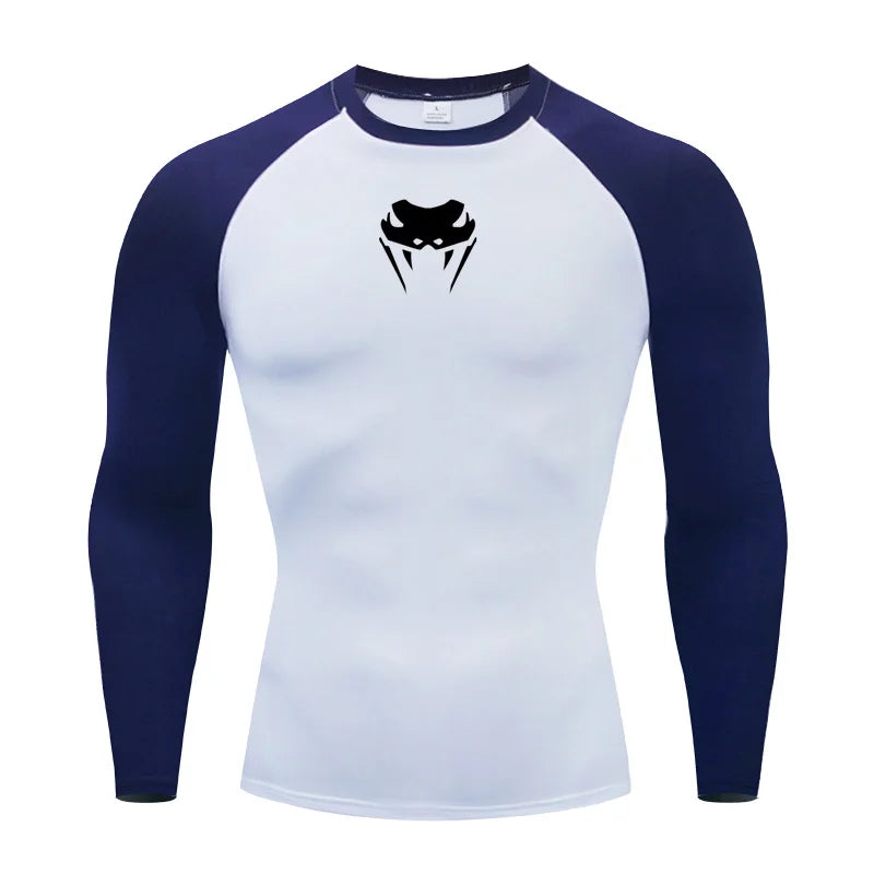 Men O-Neck Compression Shirt Gym MMA Long or Short Sleeve T-shirt Men's Fitness Bodybuilding Clothes Rashguard Sports Top Tees  Amaijoin