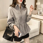 Load image into Gallery viewer, Women&#39;s Shirt 2024 Spring New Fashion Lapel Waisted Commuter Tops Shirt Solid Colour Large Size Casual Loose Blouse Shirt  Amaijoin
