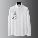 Load image into Gallery viewer, Luxury Horse Embroidered Shirt for Men Long Sleeved Slim Fit Casual Shirt High Quality Business Social Banquets Dress Shirts  Amaijoin
