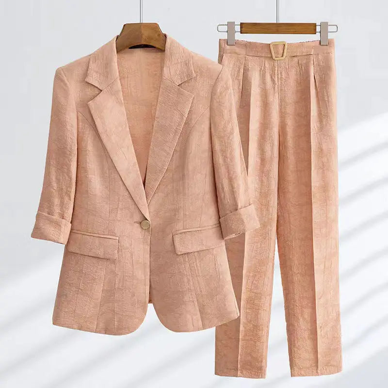 2023 New Korean Fashion Women's Suit Spring and Summer Exotic Temperament Leisure Age Reduction Two-piece Elegant Women's Suit  Amaijoin