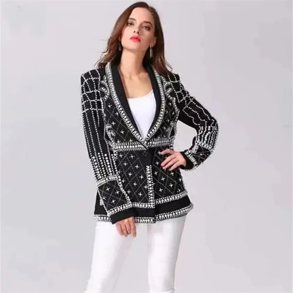 New Spring Autumn Blazer Coat Designer Fashion for Women Hidden Breasted Long Sleeves Spliced Coats Female Clothing 2024  Amaijoin