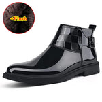 Load image into Gallery viewer, New Men&#39;s Casual Patent Leather Luxury Chelsea Boots Business Shoes Mens Designer Brand Formal Dress Shoes for Men Ankle Boots  Amaijoin
