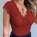 Load image into Gallery viewer, Womens V Neck Sexy Lace Casual Vest Tank Tops Ladies Slim Fit Sleeveless Stretch Shirt High Quality Clothing 2023  Amaijoin
