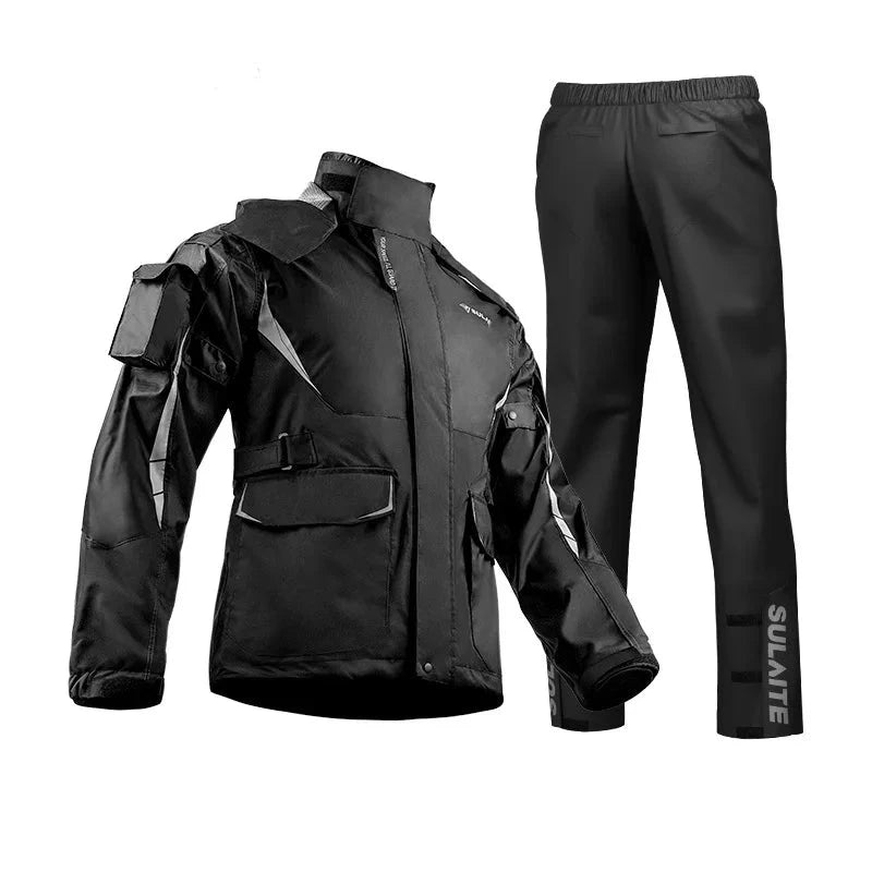 SULAITE Men Women Waterproof Motorcycle Rider Raincoat Suit  Set Reflective Light Raincoat For Riding Jacket Pants Set  Amaijoin