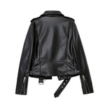 Load image into Gallery viewer, ZVRI Spring and Autumn 2023 New faux leather PU jacket with belt women&#39;s lapel motorcycle jacket black zip biker jacket  Amaijoin
