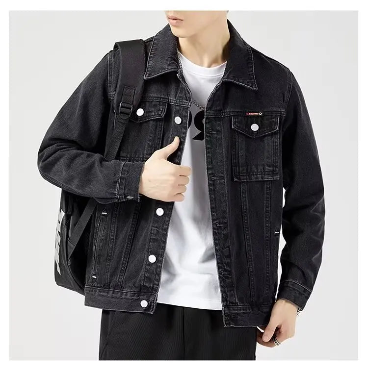 2024 Jacket Men's Casual Cotton Black Denim Jaqueta Jeans Masculina Slim Washed Retro Classic Blue Jeans Coat Male Men Clothing  Amaijoin