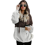 Load image into Gallery viewer, Women&#39;s pullover Women&#39;s Color Blocking Hooded Stitched Long Sleeve Zipper Plush Sweatshirts  Amaijoin
