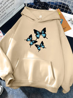 Load image into Gallery viewer, Hirsionsan Butterflies Print Women Sweatshirt Soft Casual Loose Female Hoodies 2023 Winter New Warm Fleece Tops for Girls  Amaijoin
