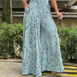 Load image into Gallery viewer, Women&#39;s Elegant Waist Halter Jumpsuit Casual Print Tie Sleeveless Wide Leg Long Pant Summer Clothing  Amaijoin
