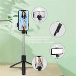 Load image into Gallery viewer, Cell Phone Selfie Stick Tripod Bluetooth Remote Wireless Selfi Stick Phone Holder Stand with Beauty Fill Light for Phone  Amaijoin
