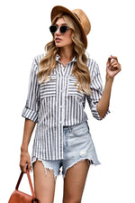 Load image into Gallery viewer, Women&#39;s Spring/Summer 2024 New Striped Single Breasted Long Sleeve Shirt Women Elegant and Youth Woman Stylish Blouse  Amaijoin
