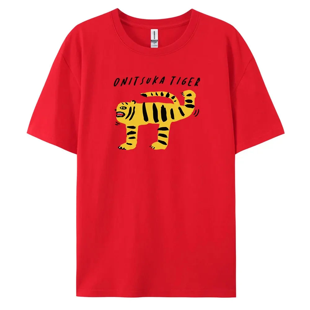 Tiger T-Shirt with Harajuku Style, Short Sleeves and 100% Cotton Fabric for Fashionable Look  Amaijoin