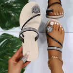 Load image into Gallery viewer, Sandals Women&#39;s Summer New Fashion Beach Sandals Rhinestone Flat Slippers Luxury Sandals Women Designers Designer Shoes  Amaijoin
