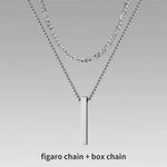 Load image into Gallery viewer, Vnox 3D Vertical Bar Necklaces for Men, Layering Stainless Steel Geometric Pendant, Layered Wheat Rope Cuban Chain, Boy Collar  Amaijoin
