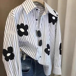 Load image into Gallery viewer, Fashion Long Sleeve Women&#39;s Clothing Patchwork Floral Ladies Tops 2024 New Sweet Buttons Shirts Striped Printing Trend Blouses  Amaijoin
