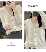 Load image into Gallery viewer, 2023 Spring and Summer Cashmere Cardigans Women  V-neck Knitted Sweater Fashion Knitwear Solid Cashmere Cardigans Women&#39;s  Amaijoin
