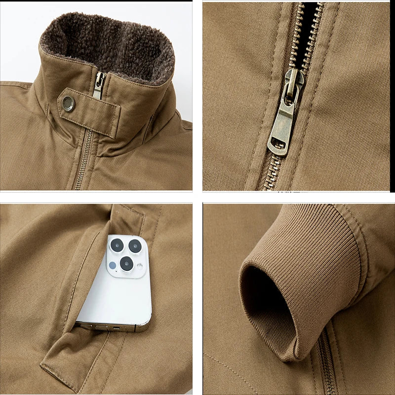 2023 New Men Winter Fleece Minimalist Lapel Jacket Men Autumm Casual Fashion Windproof Warm Outdoors Jacket Male Plus Size 5XL  Amaijoin