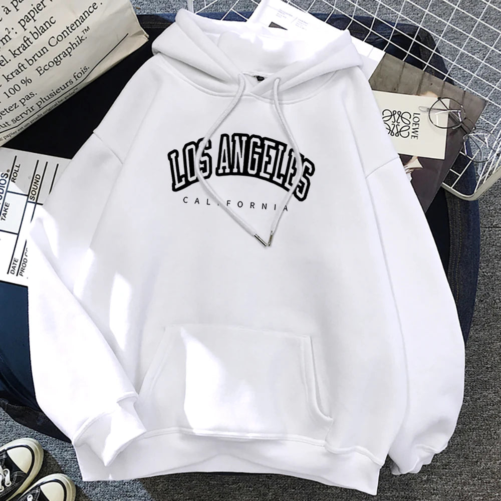 Hot Sale Los Angeles, California City Letter Print Hoody For Women Warm Oversize Sweatshirt Casual Street Hip Hop Clothes Female  Amaijoin